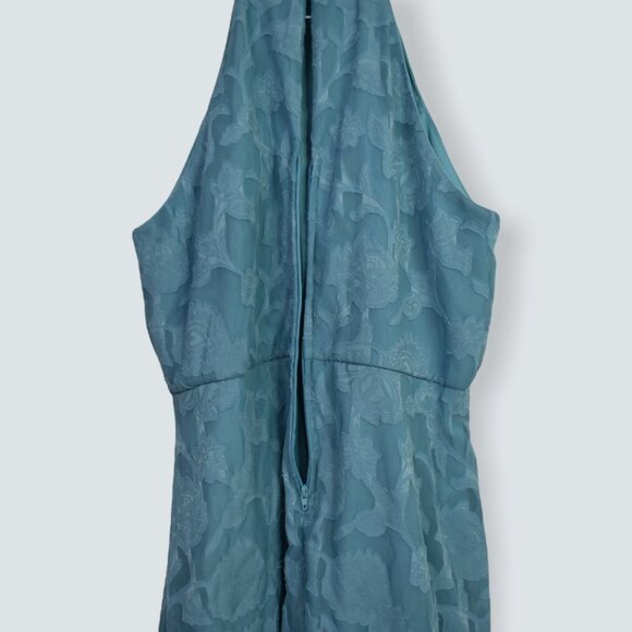 Teeze Me Dress 11/12 Womens Halter Sleeveless Ruffle Layer Floral Print Blue - Picture 9 of 11